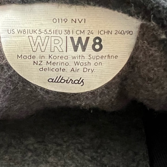 Allbirds Women’s Wool Runners‎ WR W8 NZ Merino 0119 NV1 Sneakers Size 8 - Picture 6 of 7